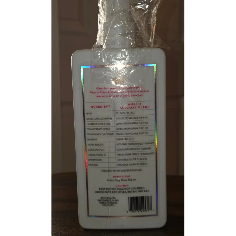 Native Piece of Cake Moisturizing Shampoo 16.5oz Limited Edition Vanilla Scent